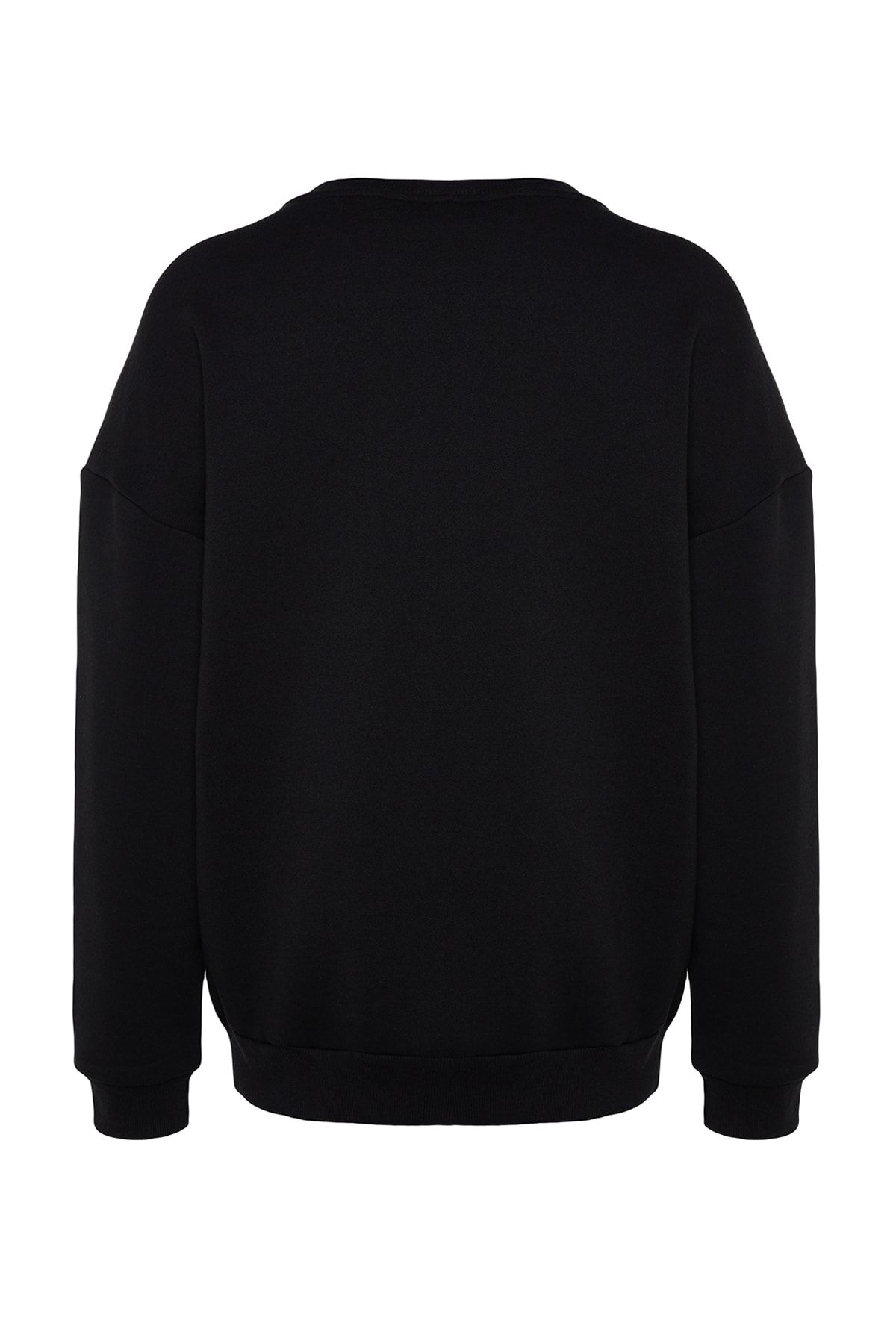Trendyol Collection-Schwarzes Oversize-Sweatshirt mit Tierstickerei - Langarm TMNAW24sw00169 8