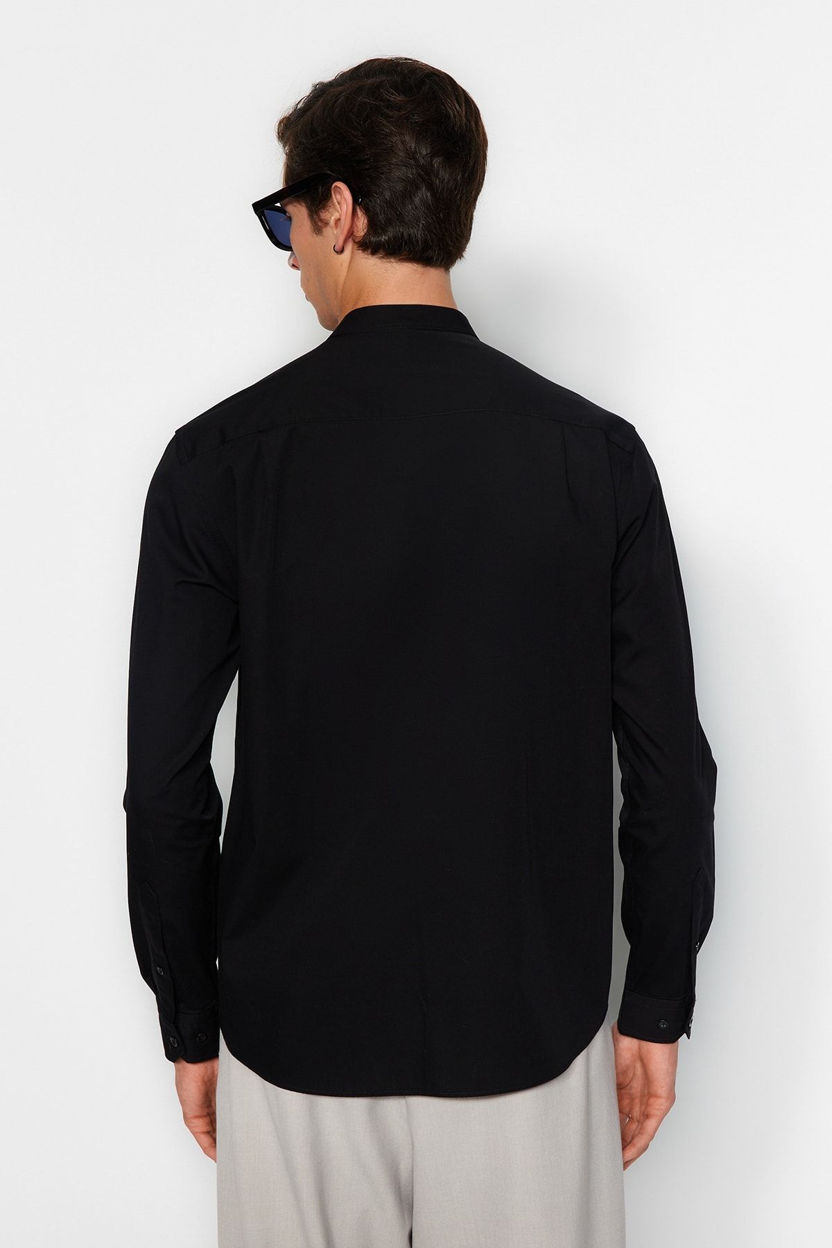 Trendyol Collection-Cămașă neagră cu guler high-end ediție limitată - Regular Fit TMNAW24GO00027 6