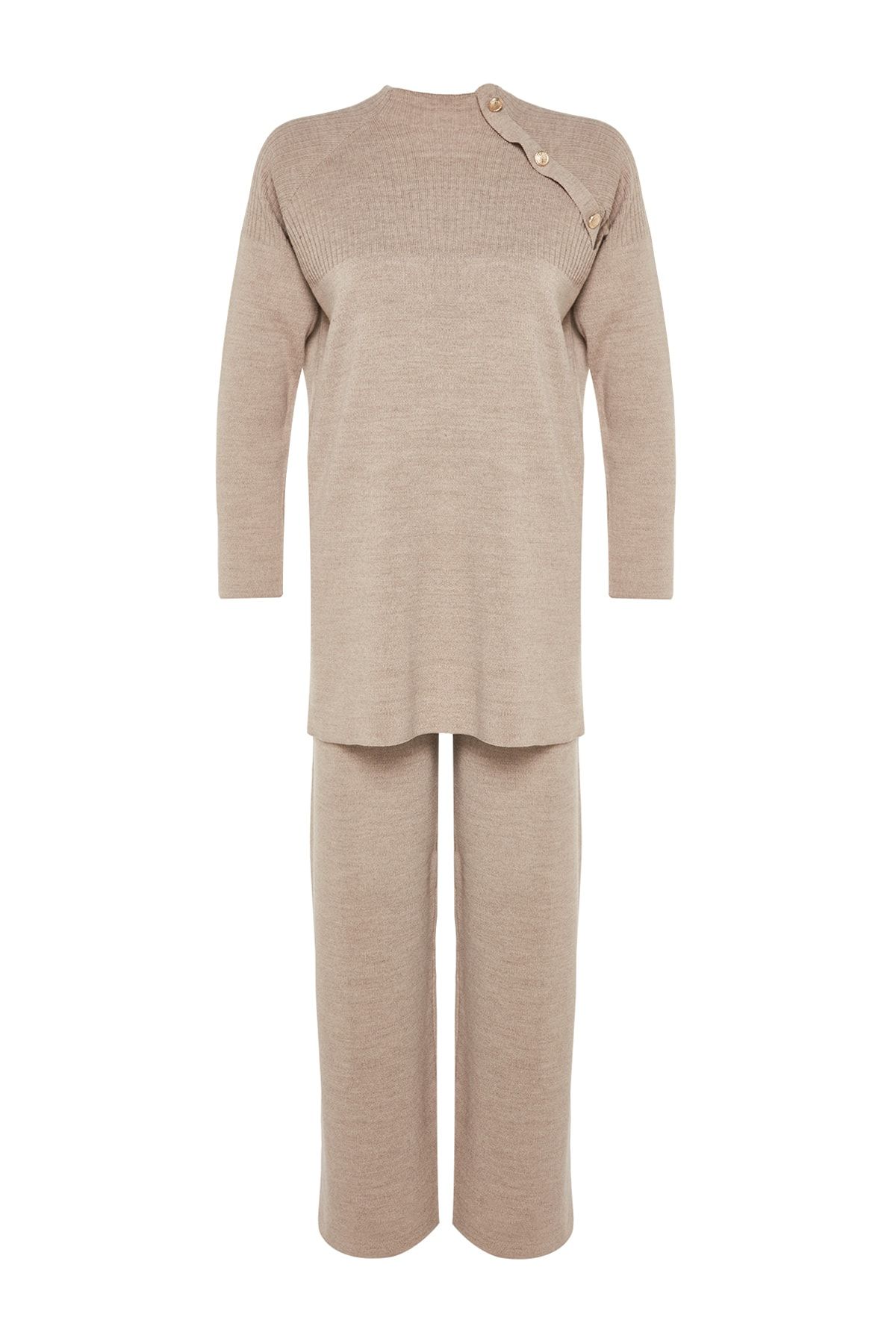 Trendyol Modest-Mink gomb részletes kötöttáru felső és alsó készlet TCTAW24US00042 9