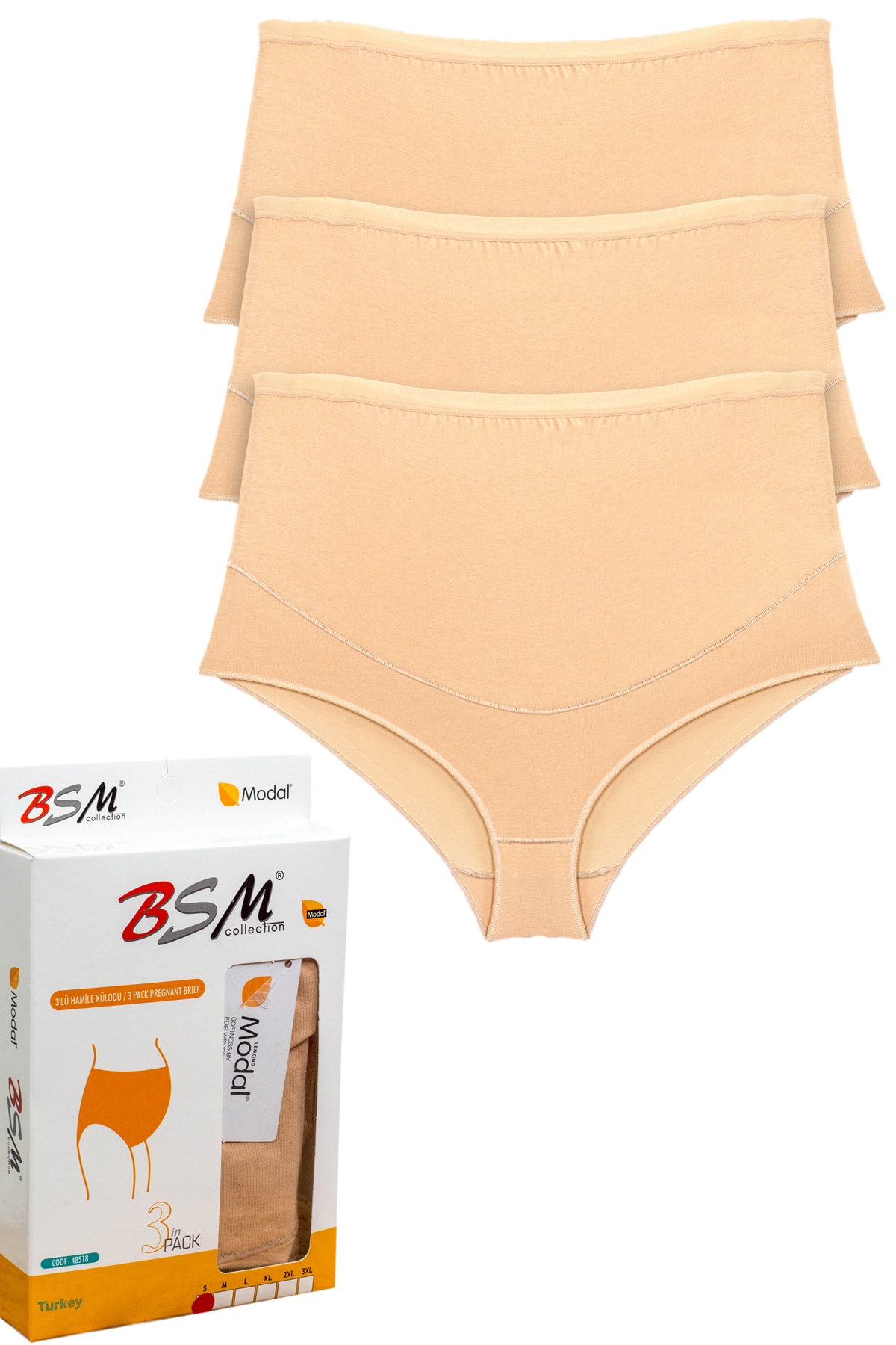 BSM 3'lü Modal Ten Kadın Geniş Rahat Hamile Külodu