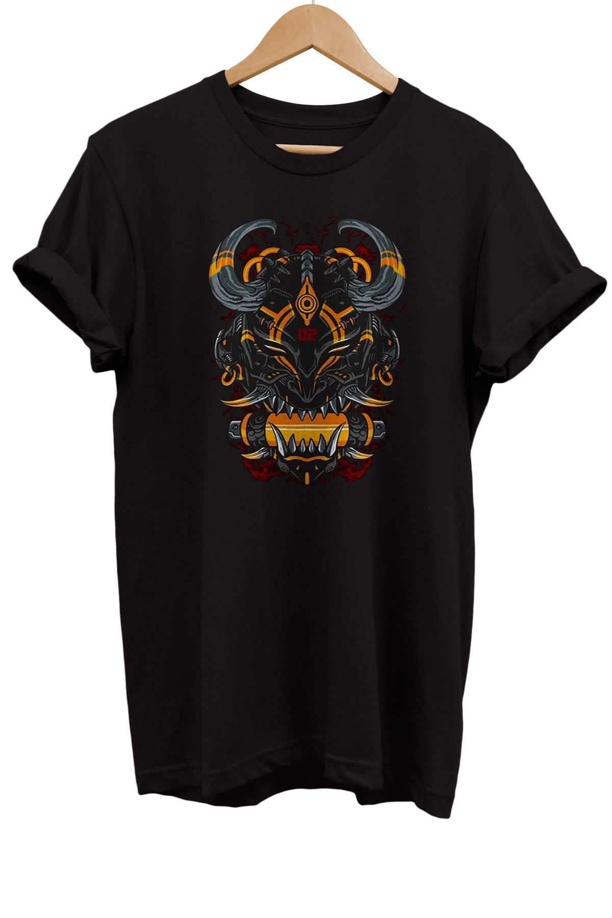 remonz Tricou Oversize Din Bumbac 100% Cu Masca Oni Unisex - L