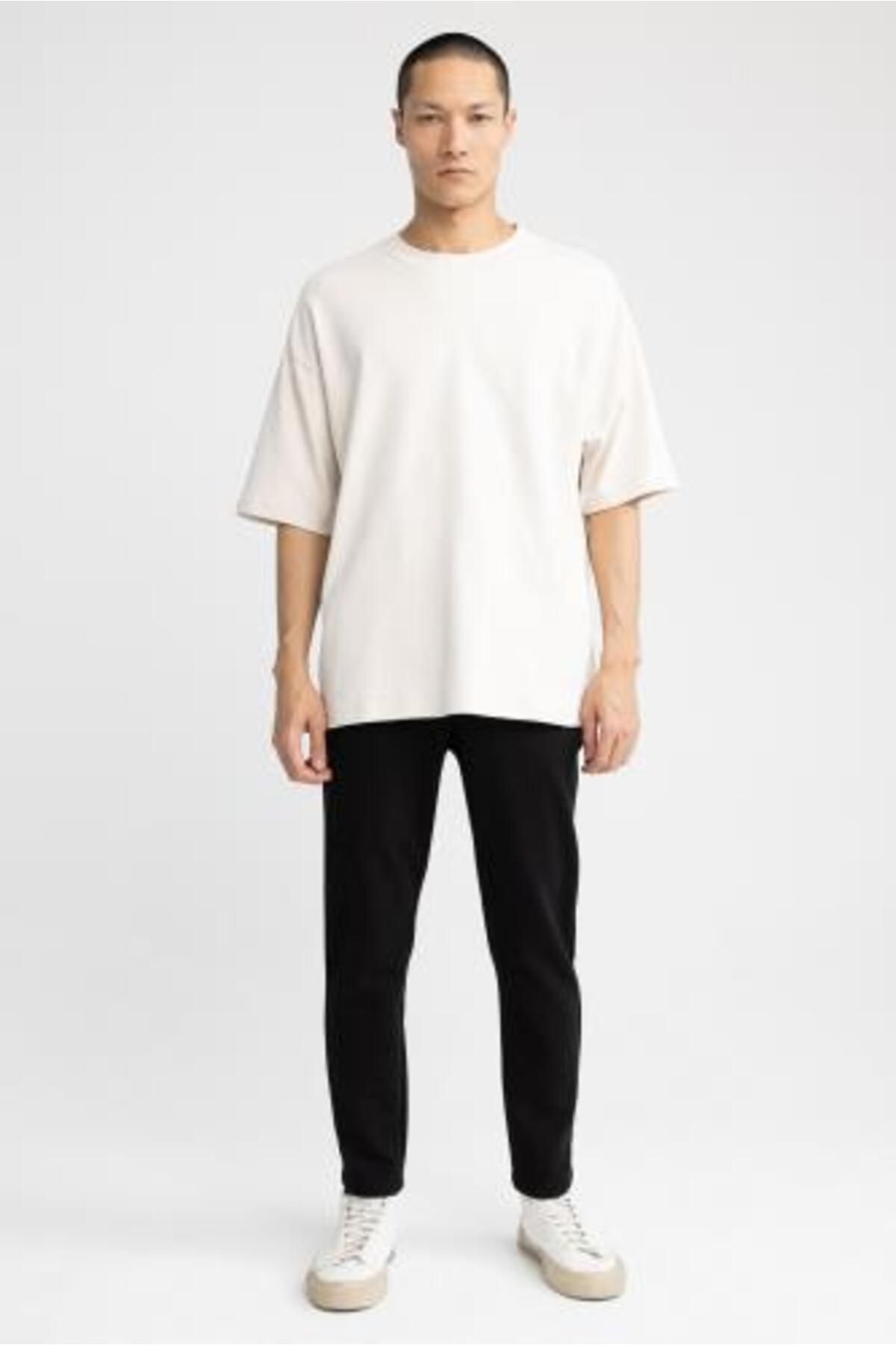 DeFacto-Oversize Fit Crew Neck Basic κοντομάνικο μπλουζάκι 5