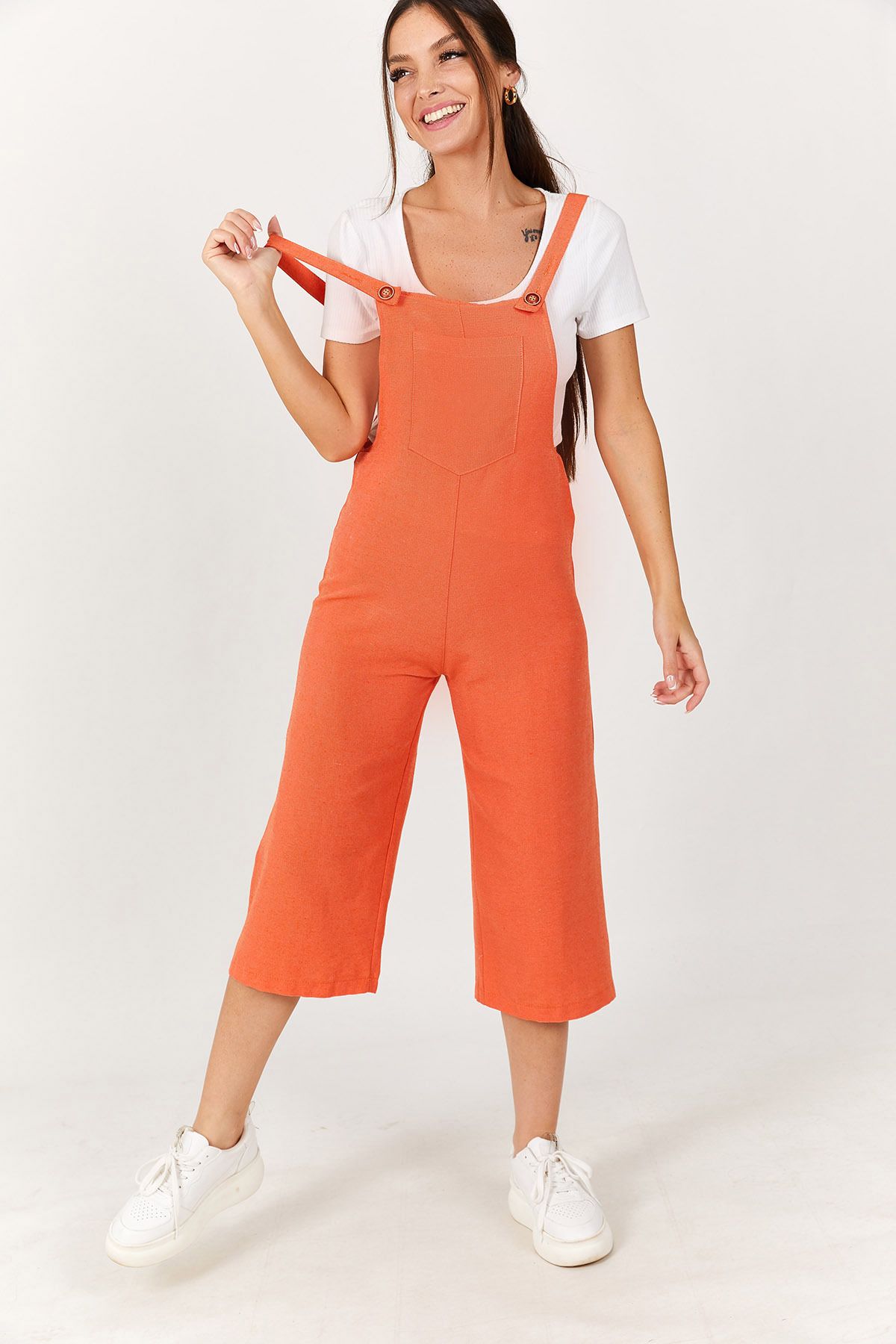 Orange overall shop jumpsuit