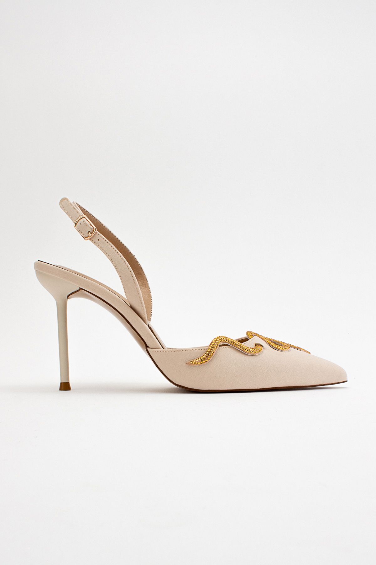 کفش پاشنه کلاسیک نود زنانه بژ مولپو اورجینال luvishoes