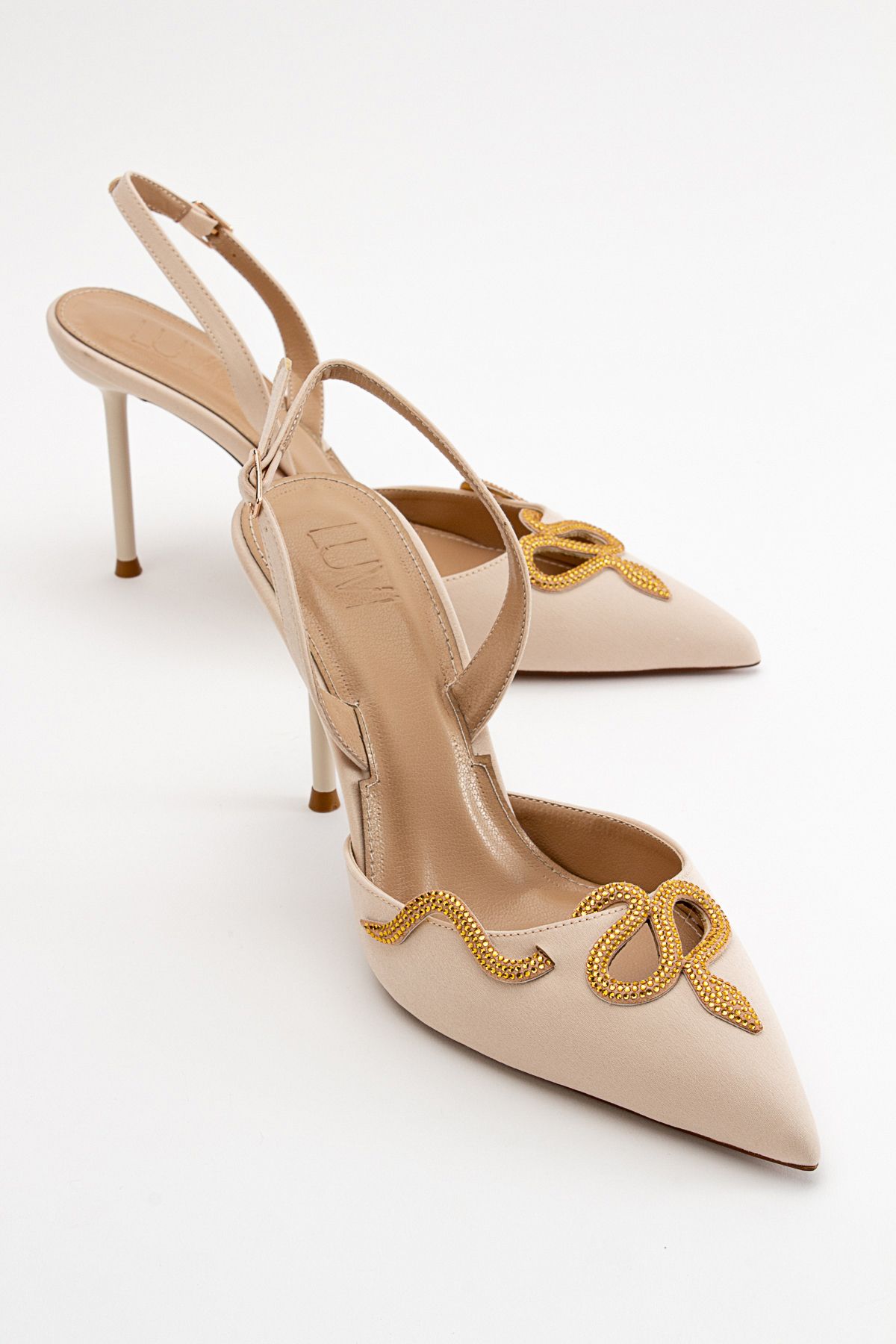 کفش پاشنه کلاسیک نود زنانه بژ مولپو اورجینال luvishoes