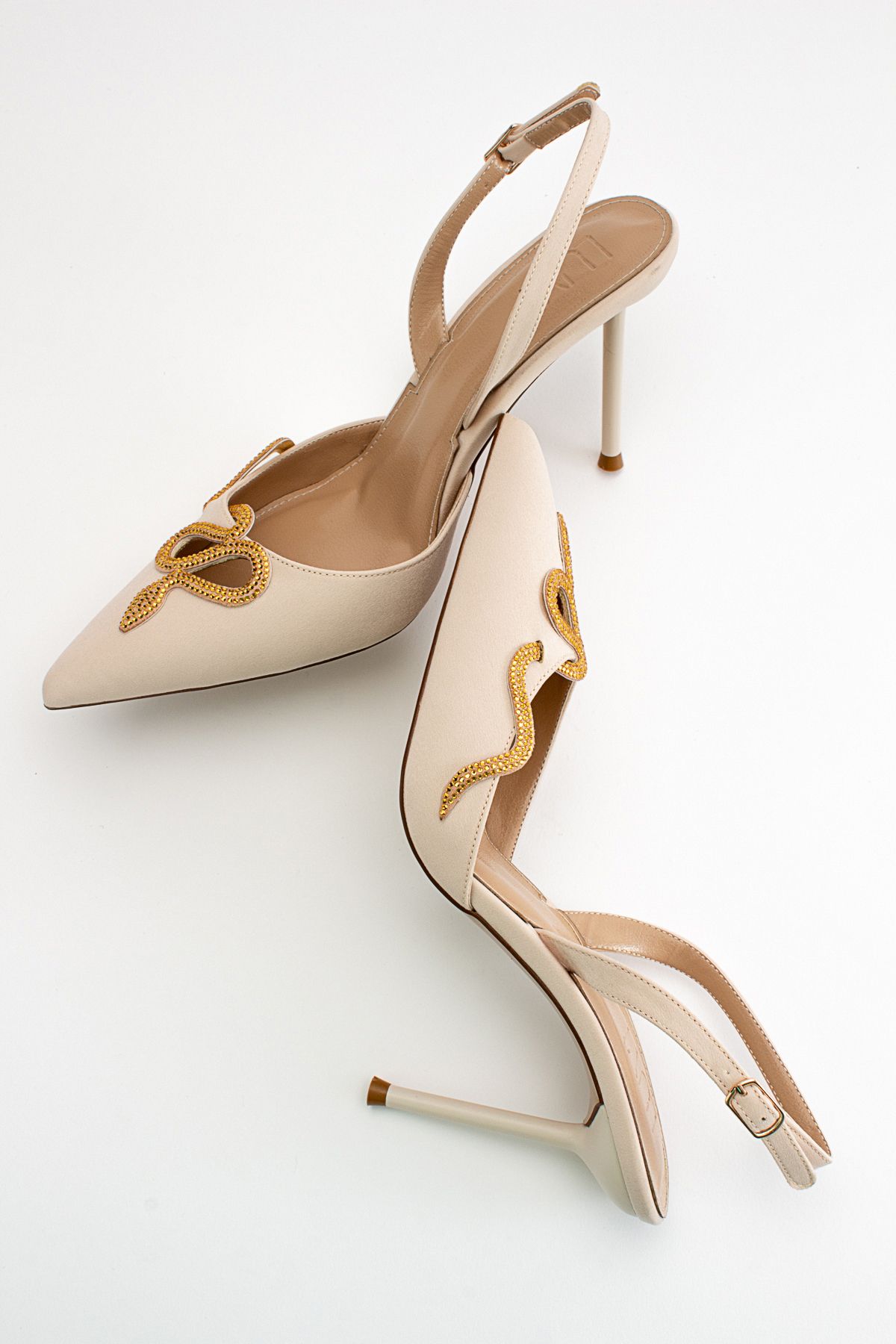 کفش پاشنه کلاسیک نود زنانه بژ مولپو اورجینال luvishoes