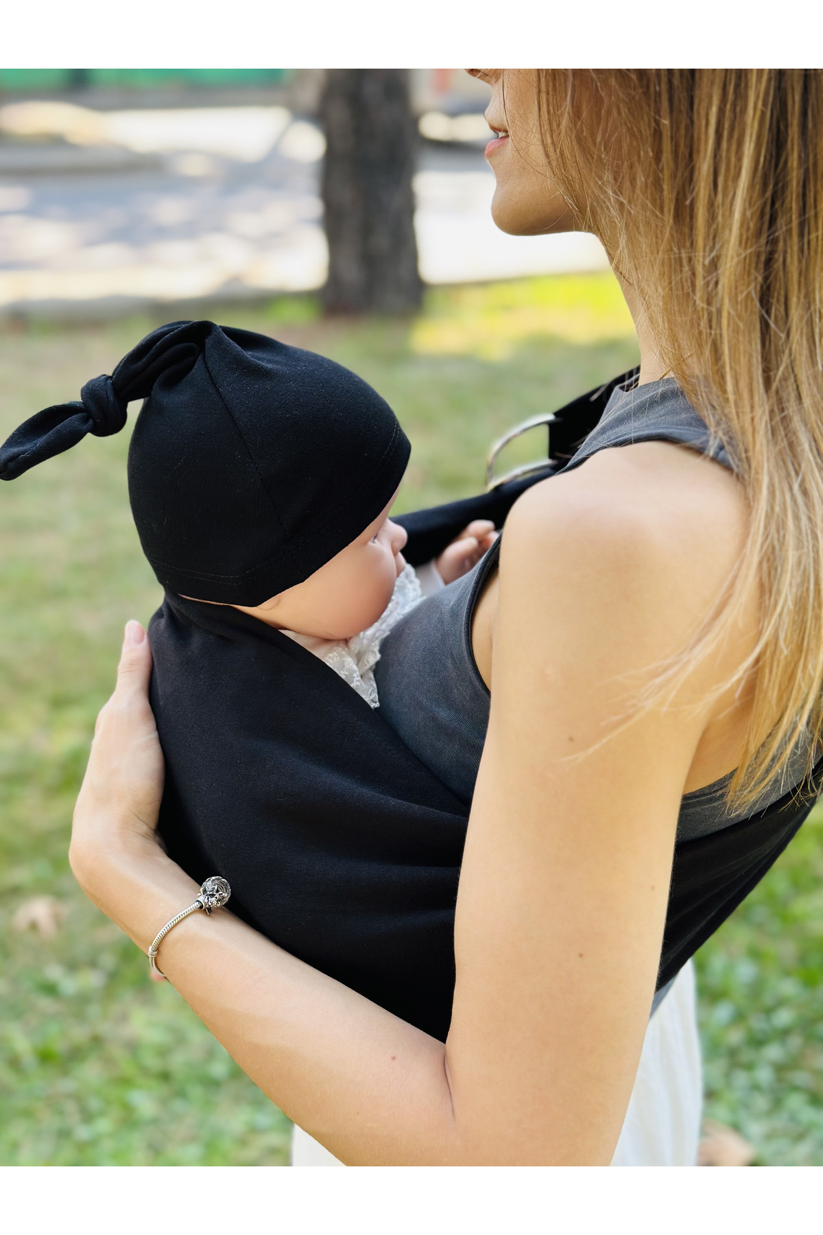 kubbe Anakucağı Esnek Halkalı Cepli Bebek Taşıma Şalı, Bebek Askısı Wrap Sling fotoğrafı 5 (önizleme)