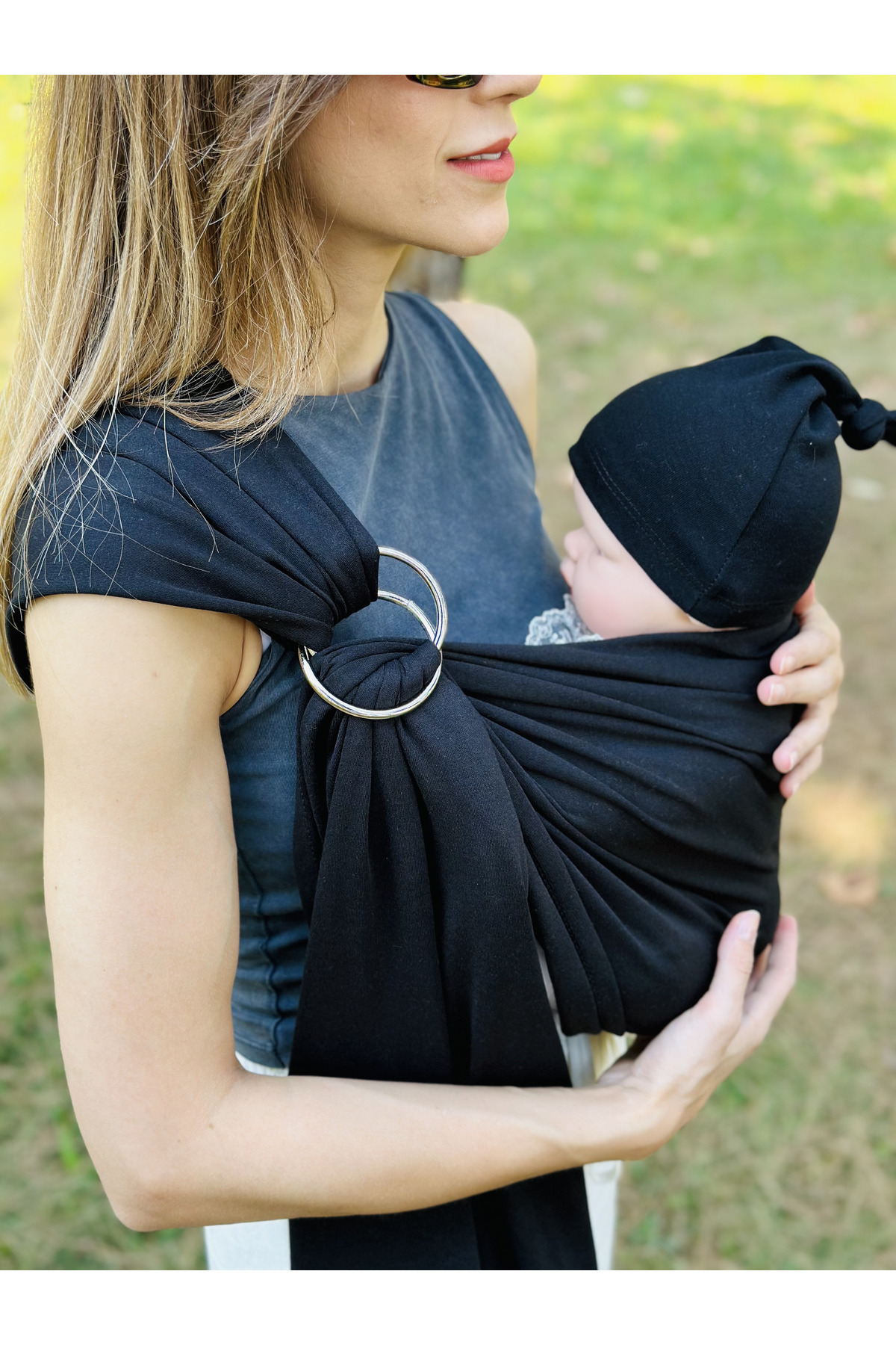 kubbe Anakucağı Esnek Halkalı Cepli Bebek Taşıma Şalı, Bebek Askısı Wrap Sling fotoğrafı 2 (önizleme)