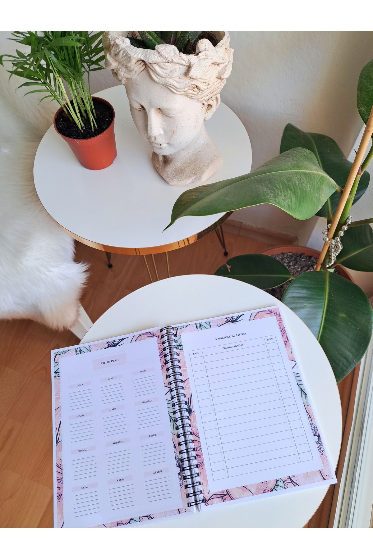 EB AJANS-Pink Floral 3-Piece Notebook Set-ajanda/notepad/planner/spiral Notebook- Set 46 6