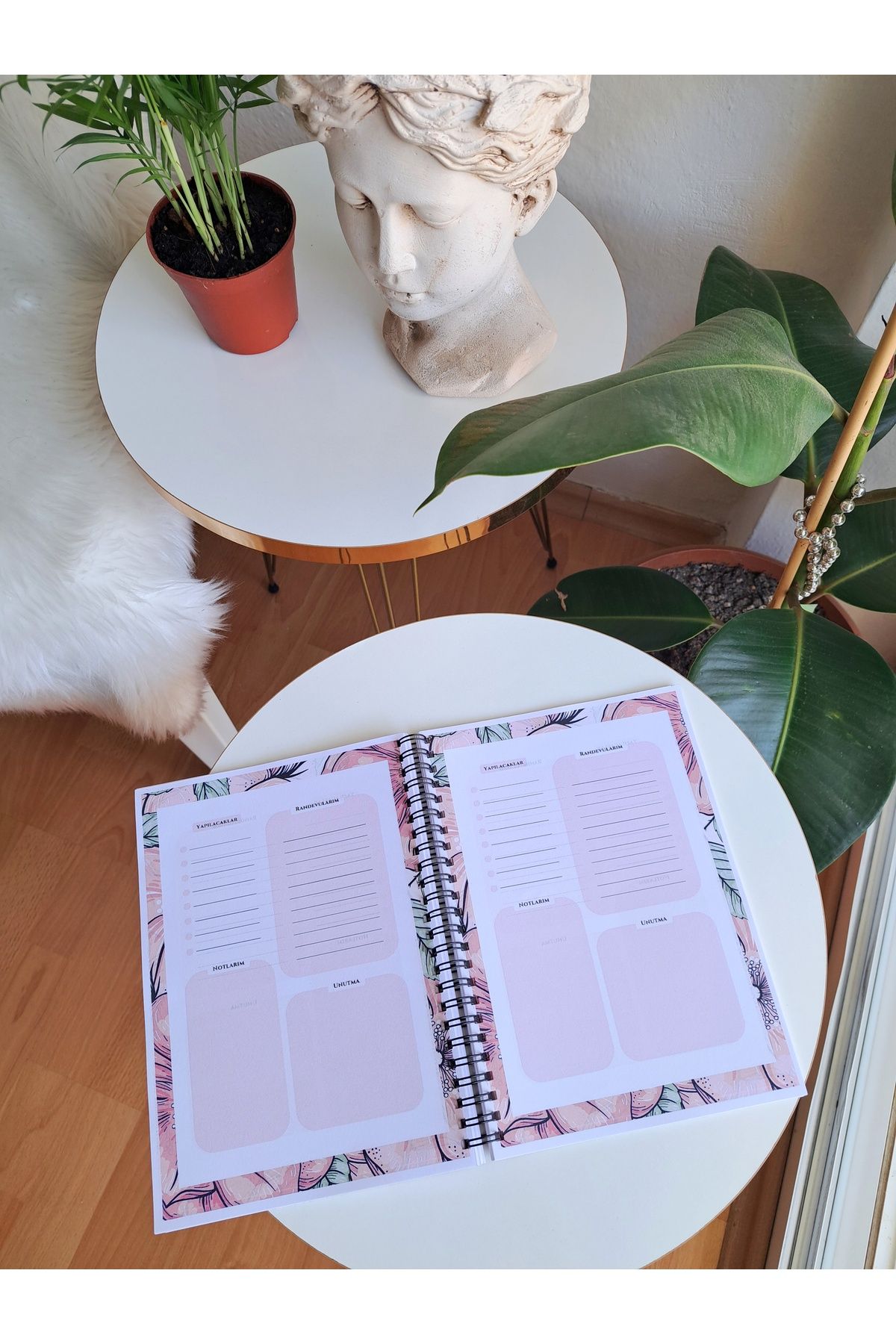 EB AJANS-Pink Floral 3-Piece Notebook Set-ajanda/notepad/planner/spiral Notebook- Set 46 7