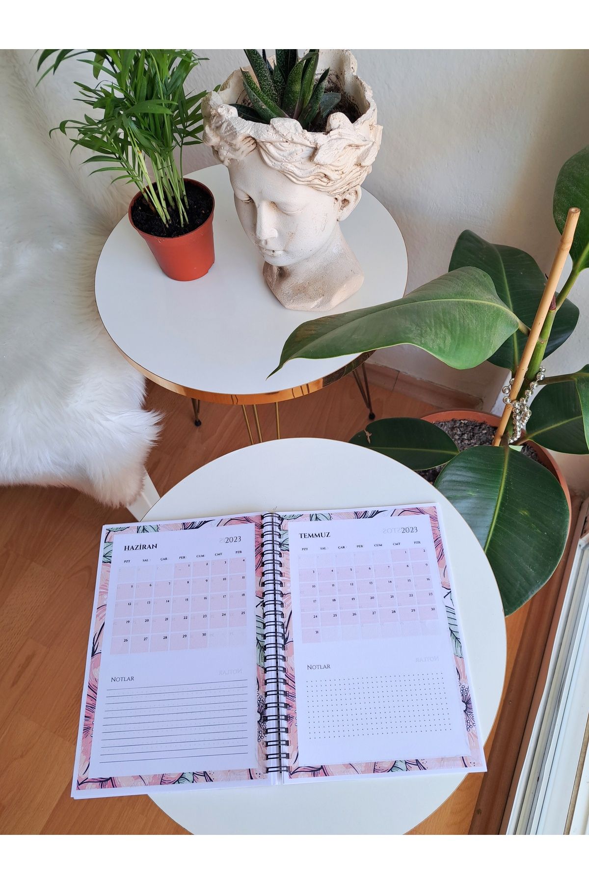 EB AJANS-Pink Floral 3-Piece Notebook Set-ajanda/notepad/planner/spiral Notebook- Set 46 8