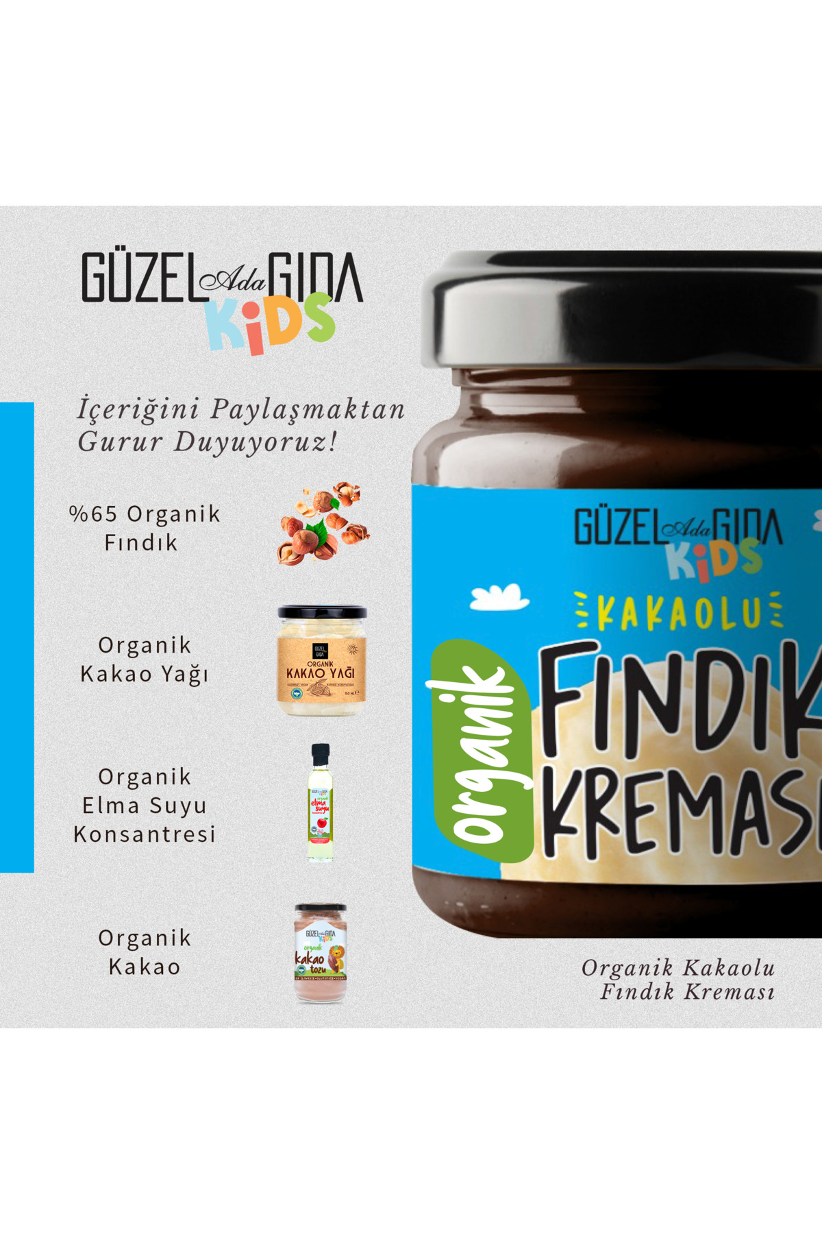 Güzel Ada Gıda Kids Organik Kakaolu Fındık Kreması 200 gr fotoğrafı 5 (önizleme)