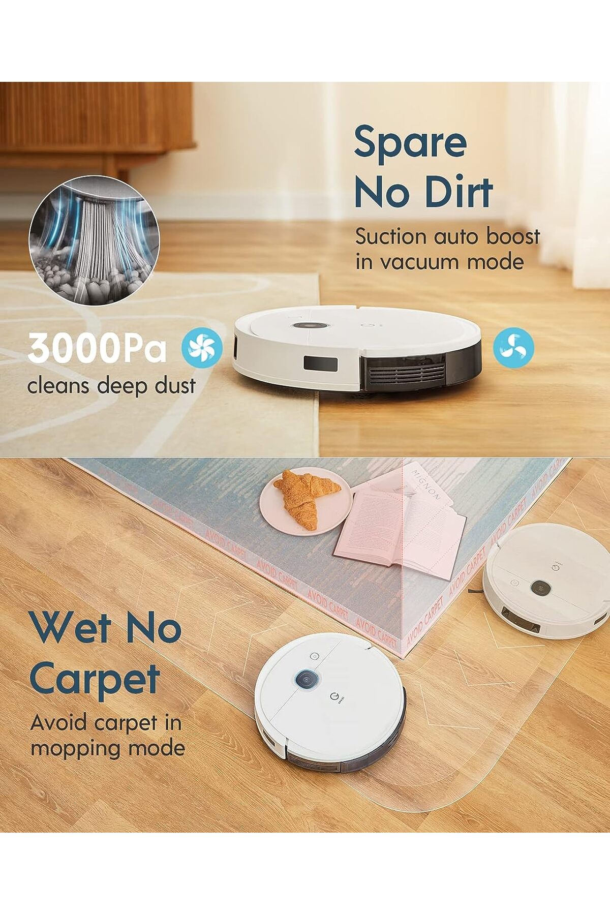Vac 2 Pro - Beyaz Renk Akıllı Robot Süpürge ve Paspas 5