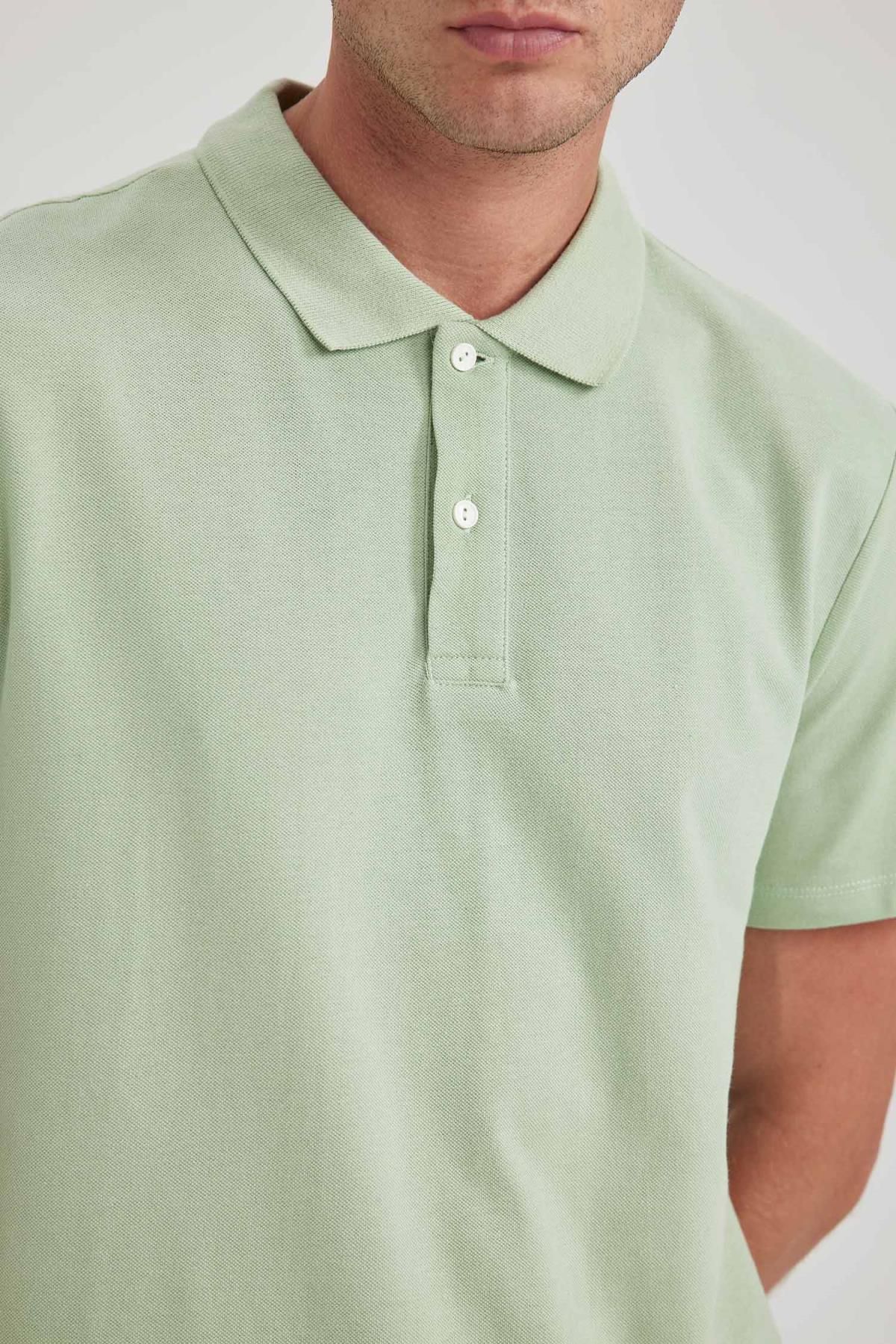 DeFacto-Kurzarm-T-Shirt mit Polokragen in normaler Passform 7