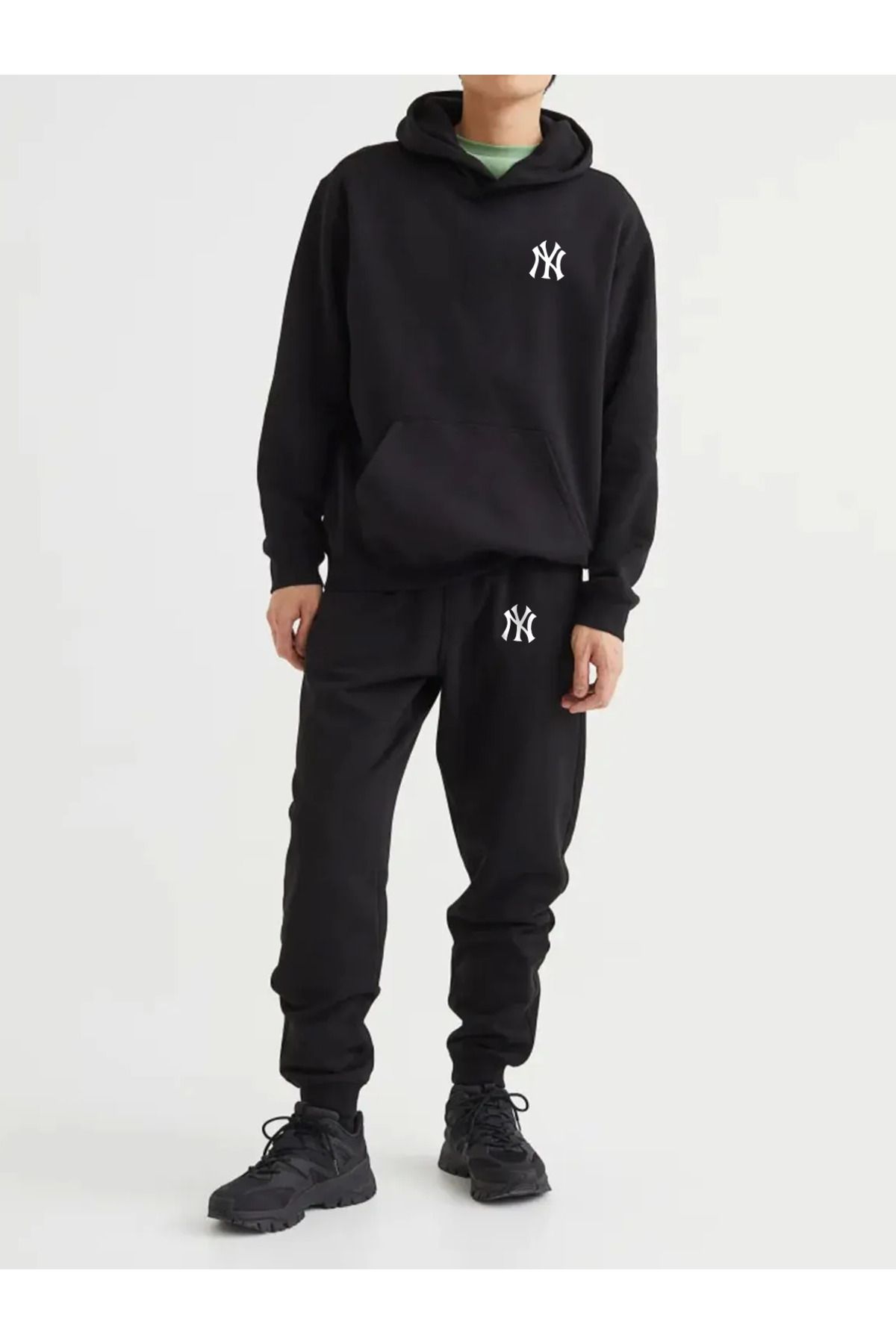 aynewmoda Men s New York Printed Sweatshirt Bottom Top Tracksuit Set