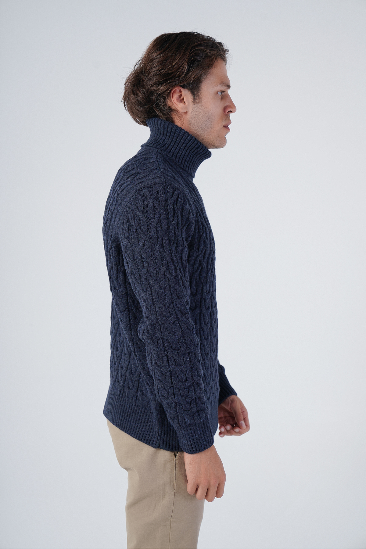 Trist Star  Lacivert Erkek Yürütme Saç Balıkçı Yaka Triko Yün Kazak - Görsel 2