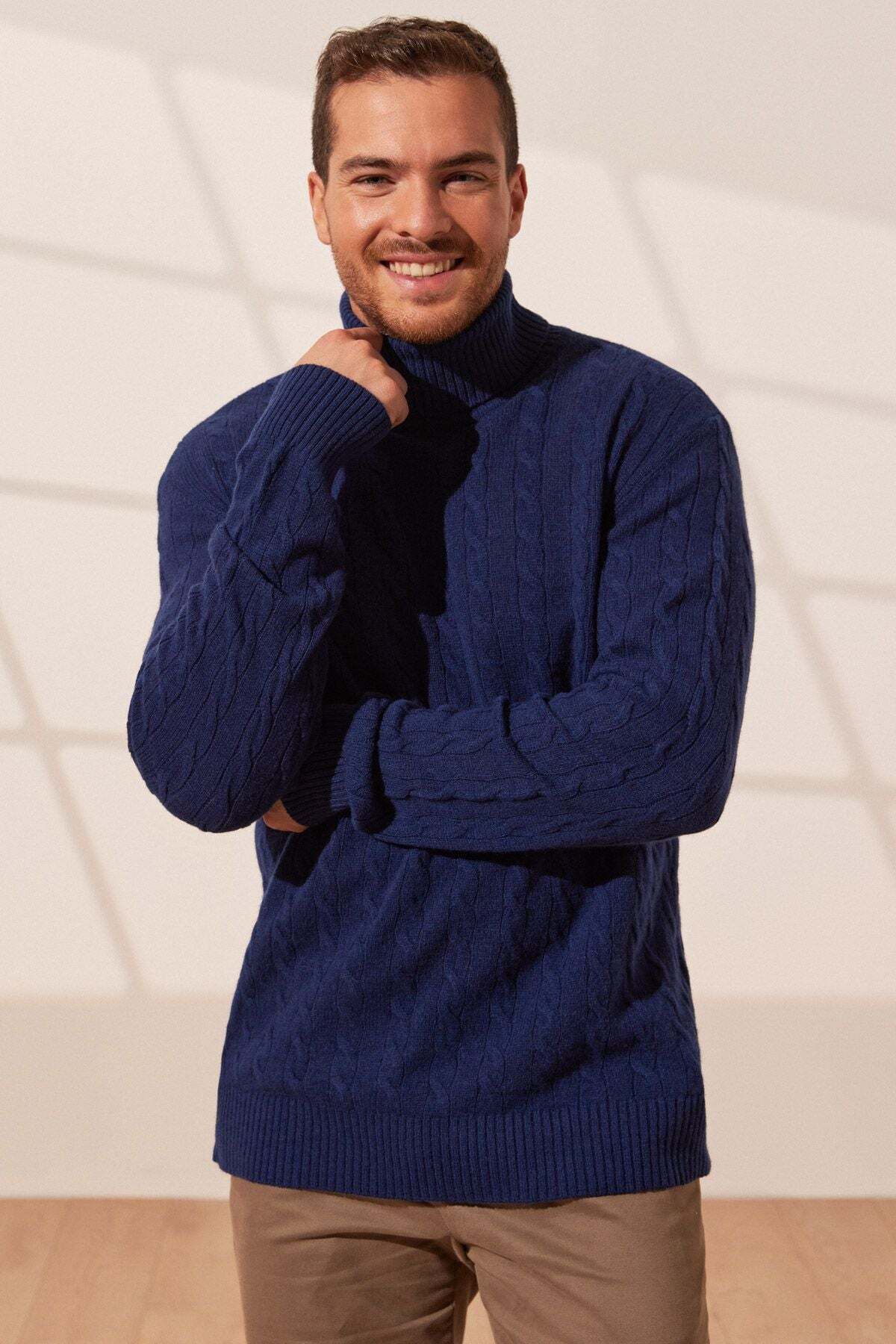 Dark blue deals cashmere sweater