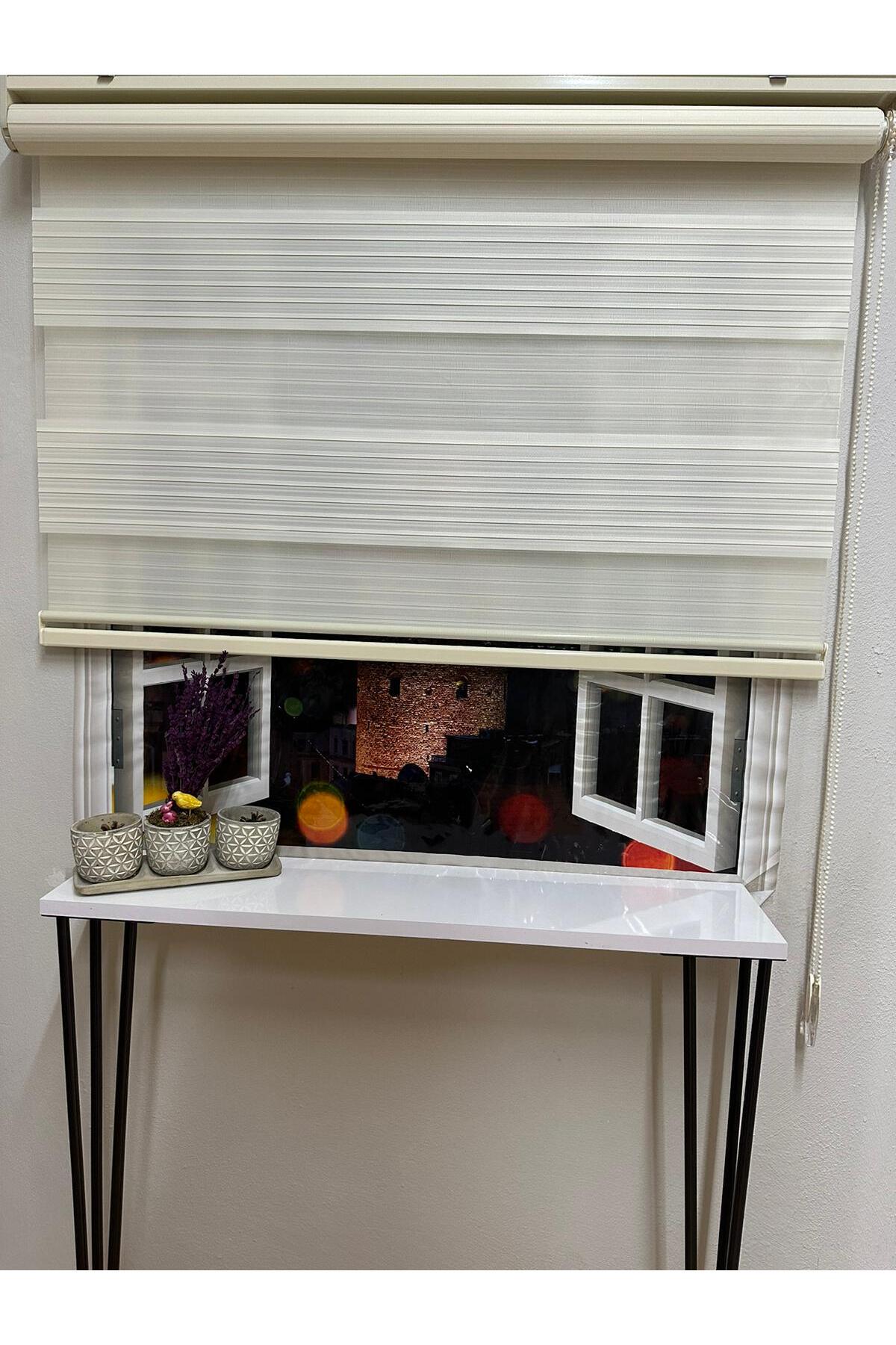 Wide Pleat Cream Zebra Curtain
