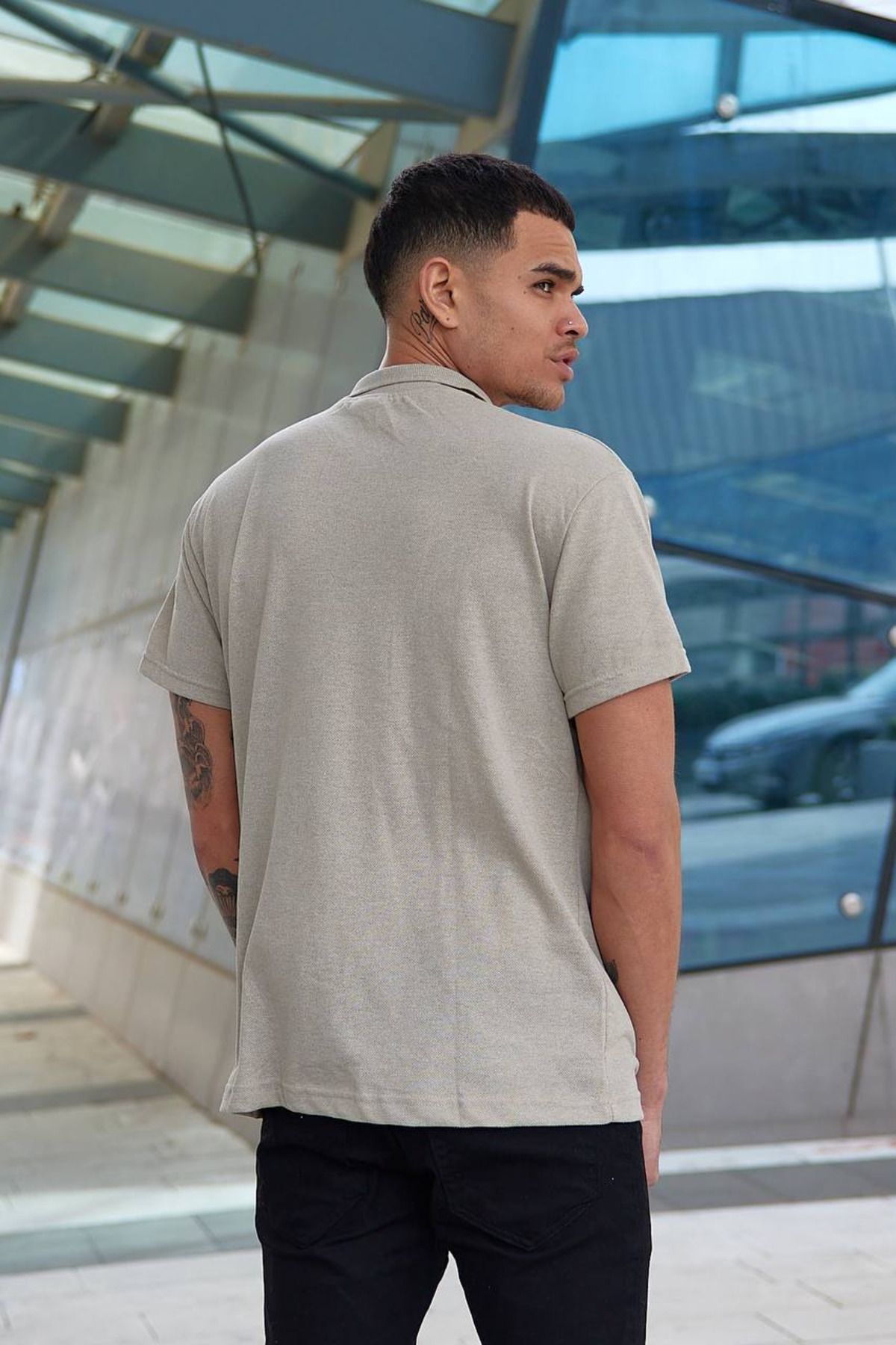 EKZMODA Regular Fit Beige Men s Polo Neck T shirt Men s T shirt