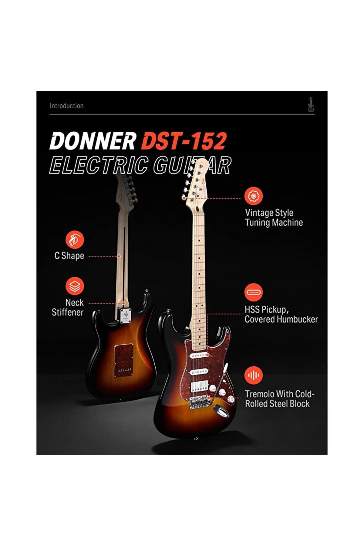 Donner DST 152 Full Size ST Elektro Gitar Seti Sunburst Fiyat