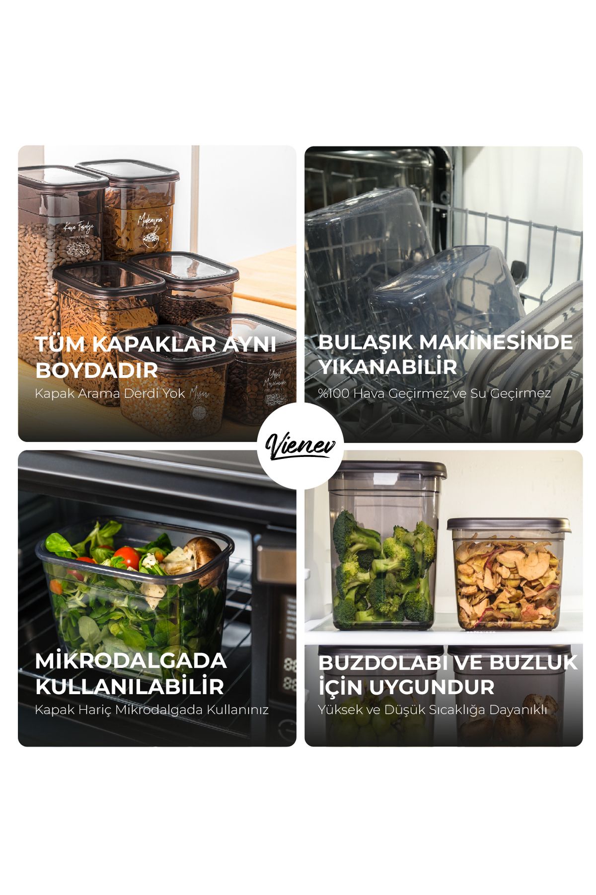 Vienev-18 Pieces Peggy Rectangular Storage Container Set 6x( 1900ml, 1500ml, 1150ml ) with Label 7