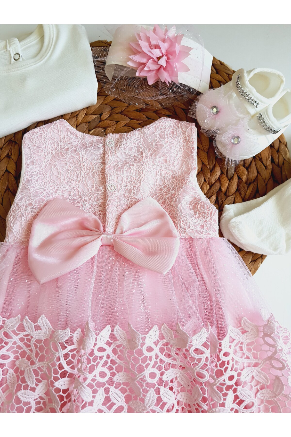 PİLEKİ BABY 0 4 Ay Kız Bebek Mevlüt Elbisesi ,lüks Mevlütlük Dantelli Gelinlik Elbise fotoğrafı 6 (önizleme)