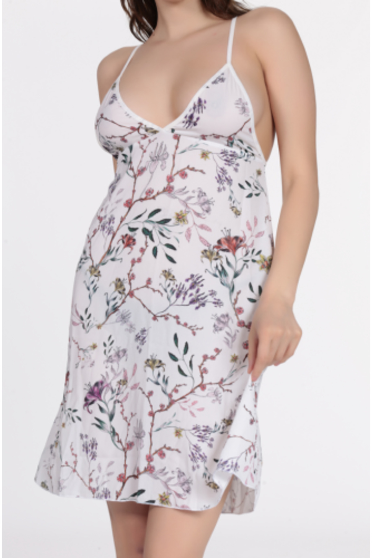 Genel Markalar Kadın Seksi Beyaz Desenli Fantezi Gecelik New Season