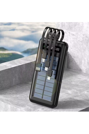 EN SİGA Solar 10.000 Mah Güneş Enerjili Led Işıklı Powerbank Şarj Aleti 2x Us...