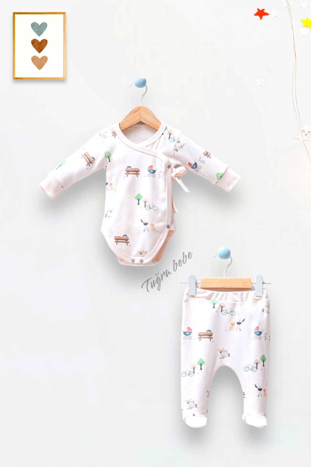Tu ra Picnic Pattern Double Breasted 2 Piece Set with Front Snaps