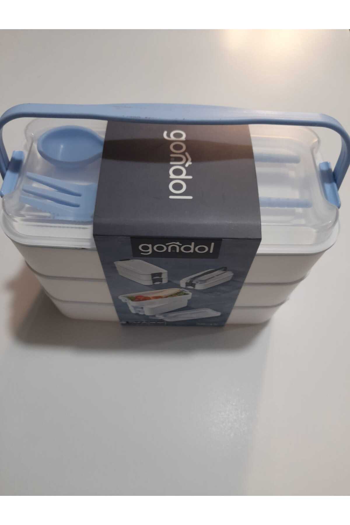 Gondol Plastik Reis Home 3 Katlı Beslenme Kabı Çatal Kaşık