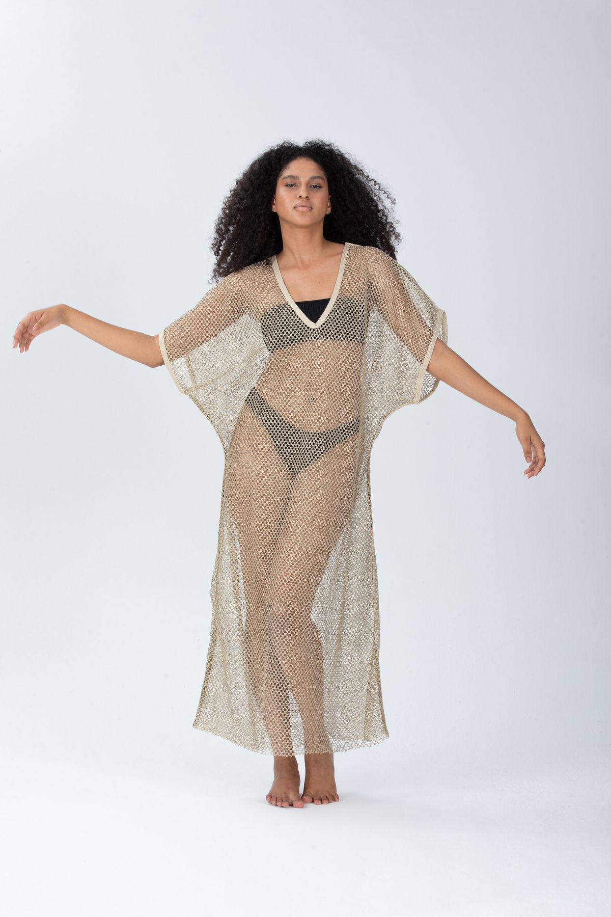 Gold mesh online cover up dress