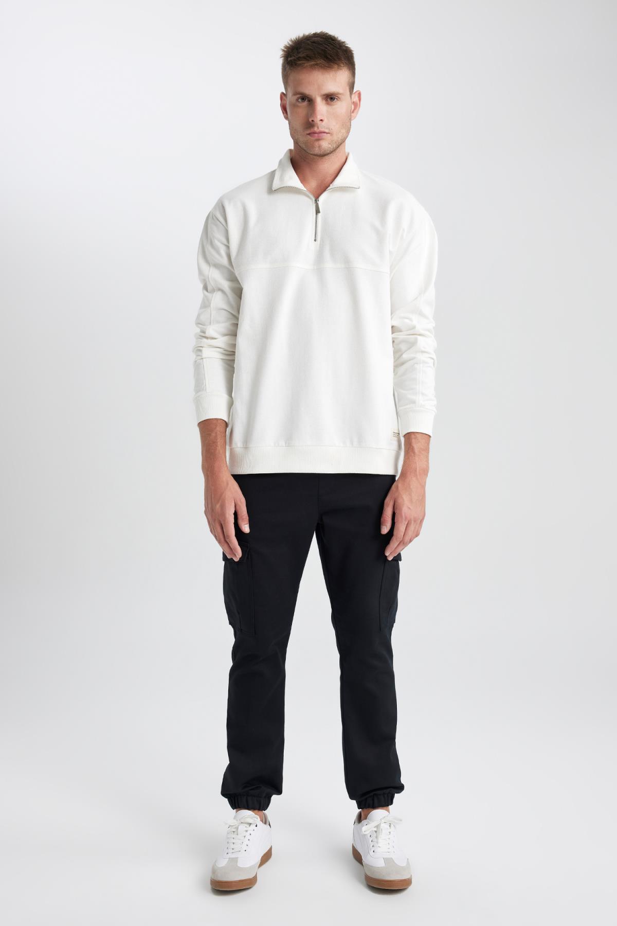 سویشرت مردانه سفید دفاکتو | Y2055AZ23AU اورجینال - تصویر 2