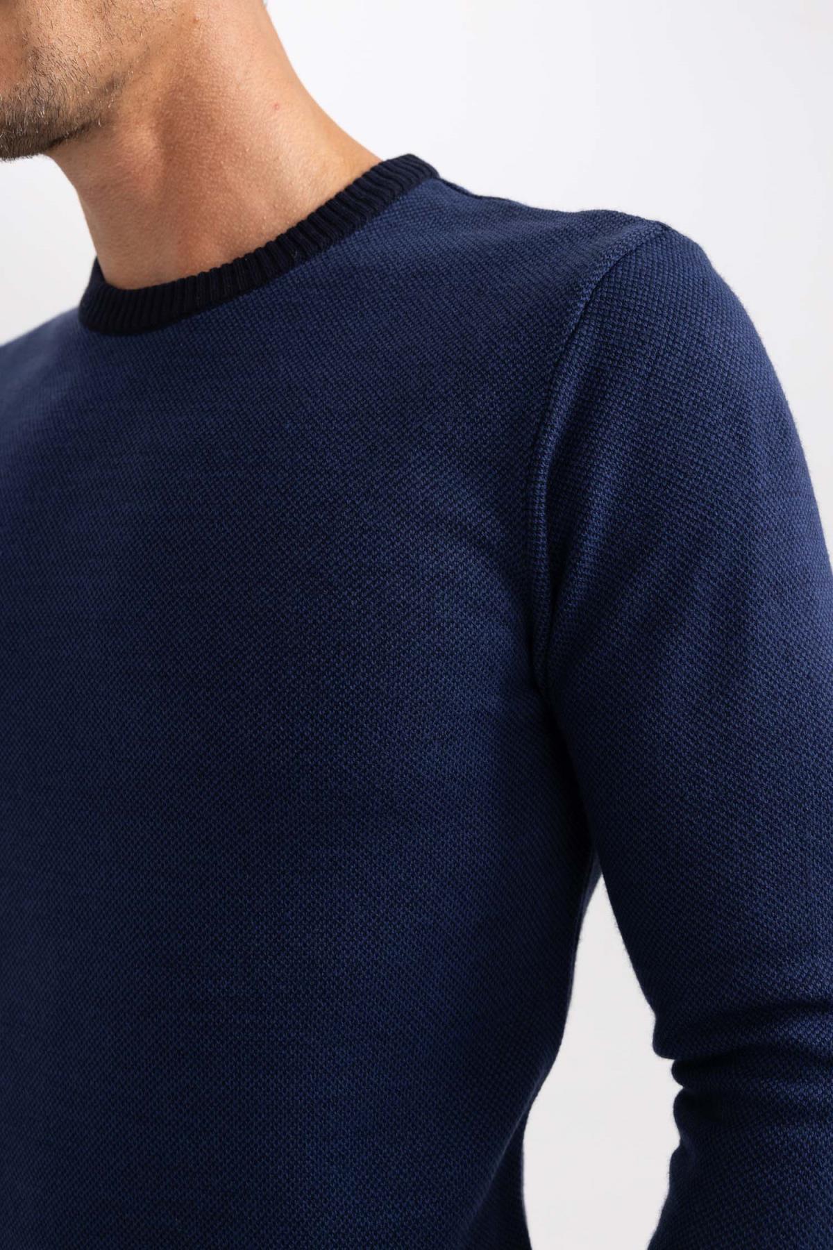 بافت و پلیور مردانه آبی سرمه ای دفکتو | R1110AZ23WN اورجینال - تصویر 4