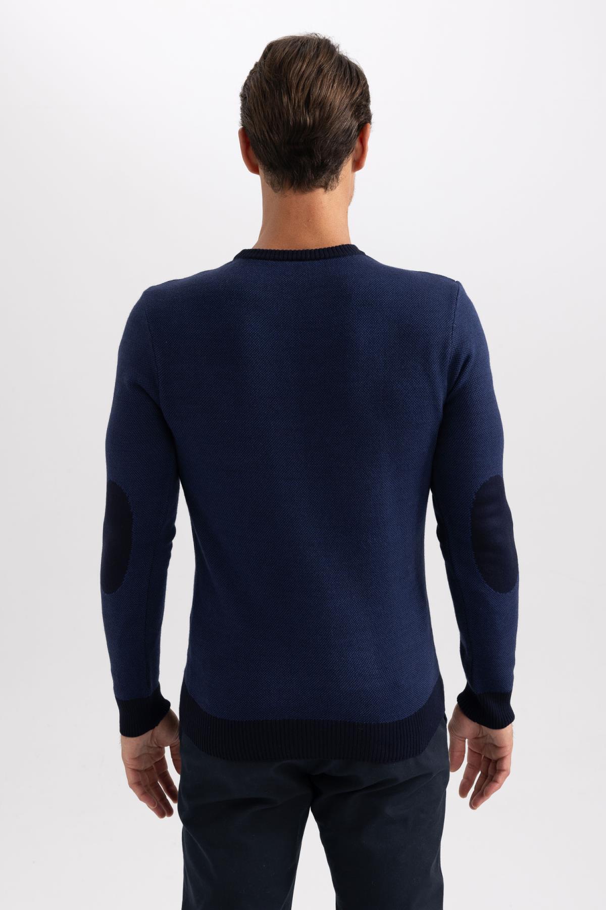 بافت و پلیور مردانه آبی سرمه ای دفکتو | R1110AZ23WN اورجینال - تصویر 5