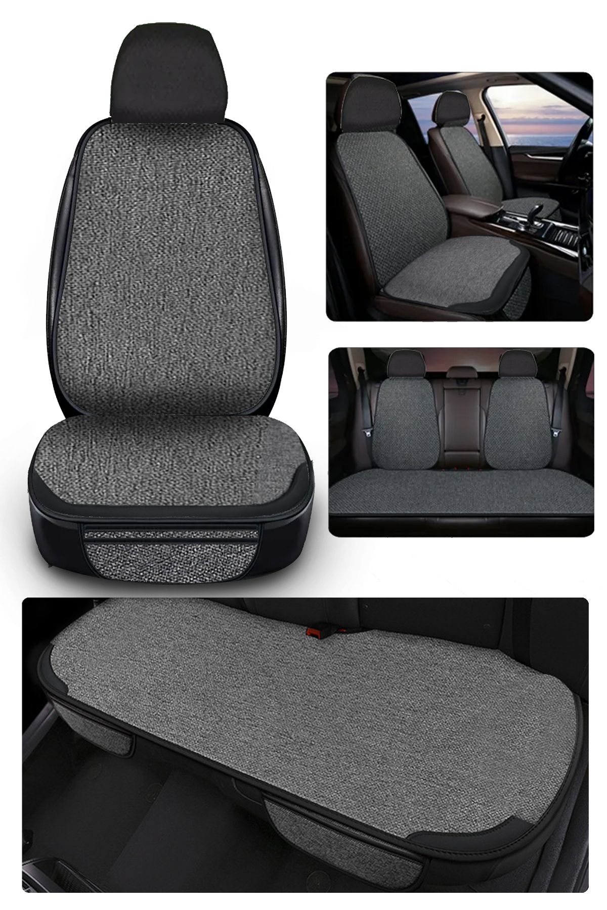GM-DESIGN Linen Car Seat Cushion 7 Pieces - 5 Seats Full Set