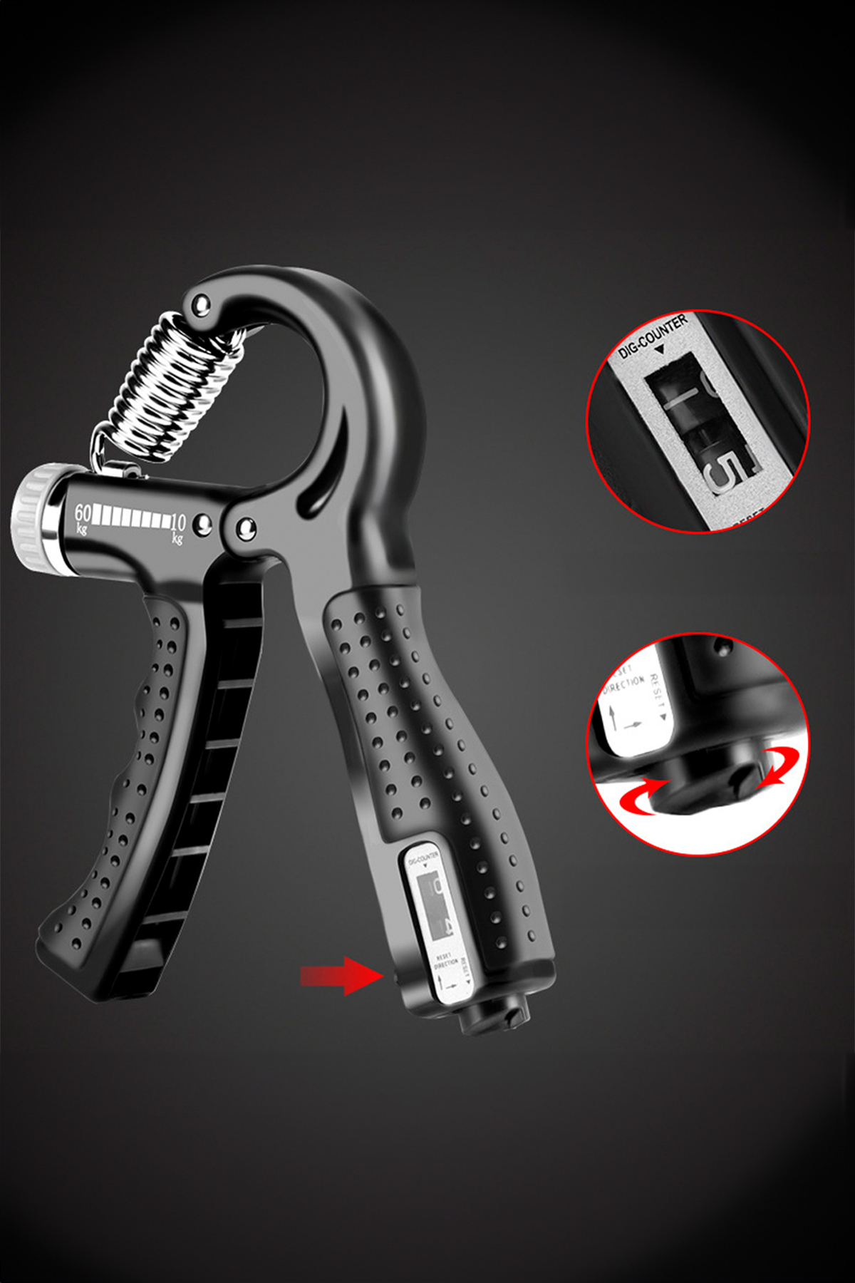 Markafox Sayaçlı El Yayı 5-60 Kg Ayarlanabilir Bilek Kas Güçlendirme Aleti Kaydırmaz Damar Çıkartıcı