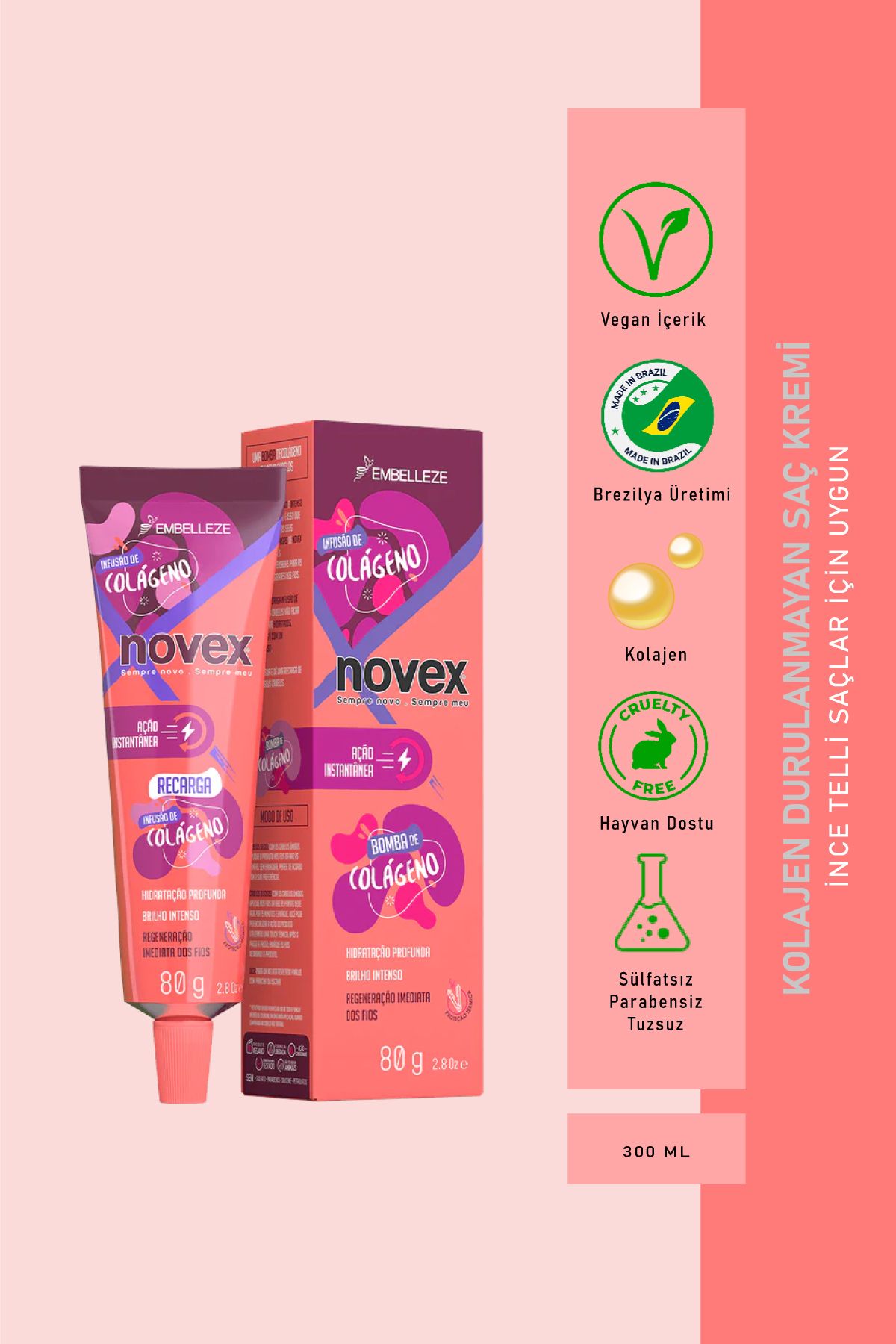 Collagen Infusion Ince Telli Saçlar Için Kolajen Yükleme Saç Bakım Kremi 80g