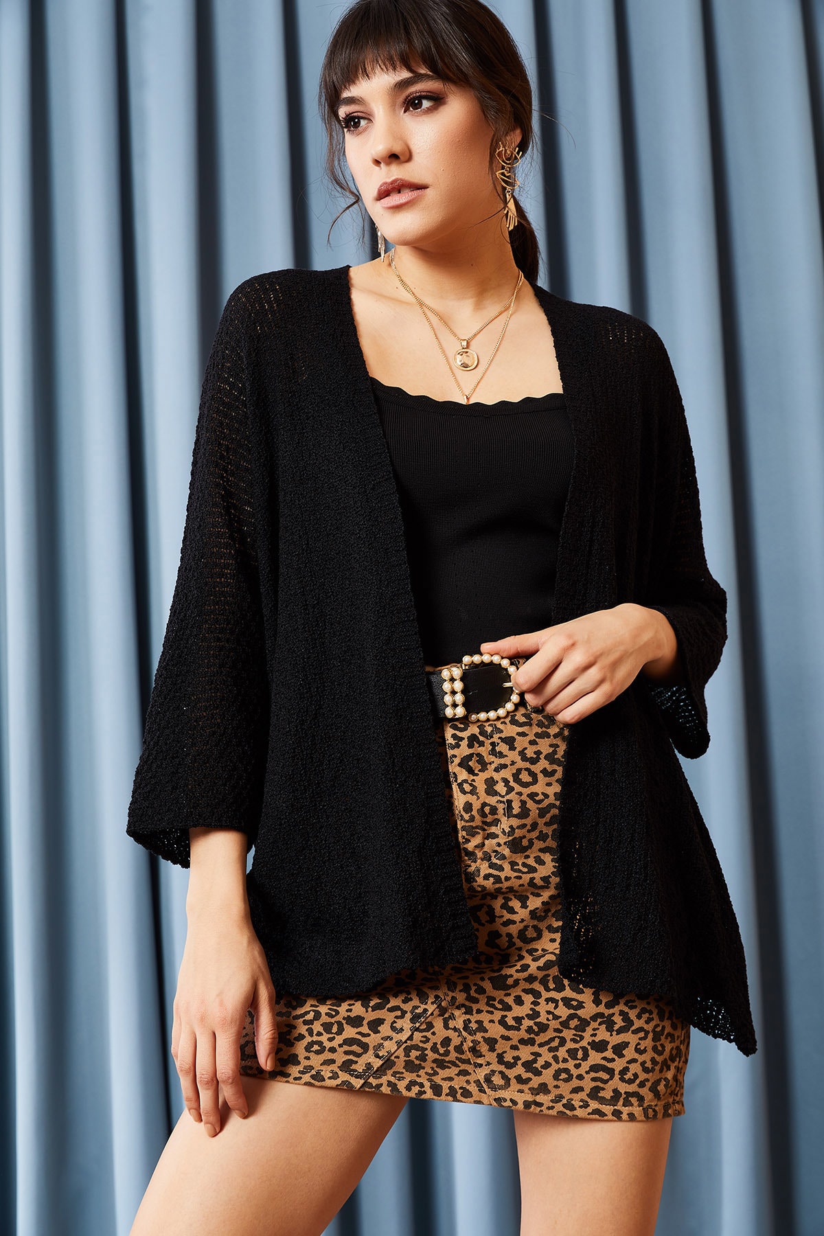 Olalook  Kadın Siyah Yarasa Baharlık Hırka HRK-19000057 - Görsel 2