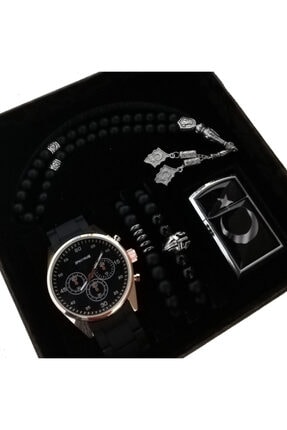 Spectrum Erkek Kombin Saat Seti Çakmak Tesbih Bileklik Sevgiliye Hediye