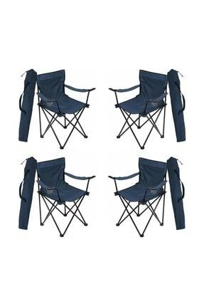 4 Adet Kamp Sandalyesi Katlanır Sandalye Bahçe Koltuğu Piknik Plaj Balkon Sandalyesi Mavi BfgBahceRej003