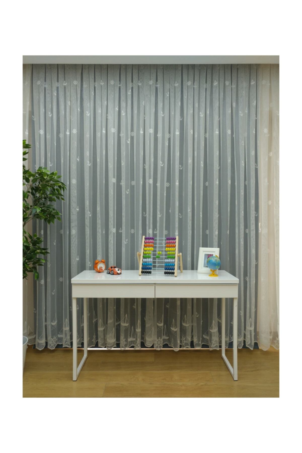 Esse Home Yelkenli Çapa Desenli Çocuk Odası Tül Perde 150x260 cm  Seyrek Pile, 1/2 fotoğrafı 4 (önizleme)