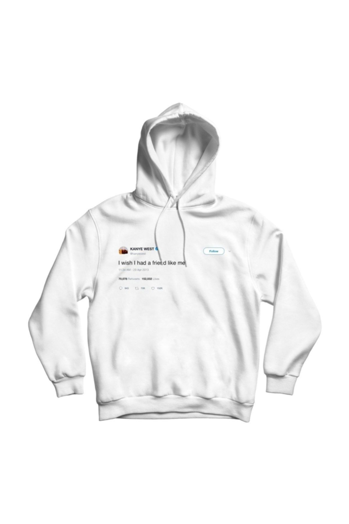 fame stoned Kanye West Tweet Patterned Hooded Sweatshirt Trendyol