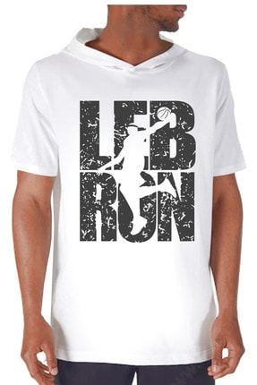Lebron Yazı Beyaz Kapşonlu Kısa Kollu Erkek T-shirt 1M1KM232AB