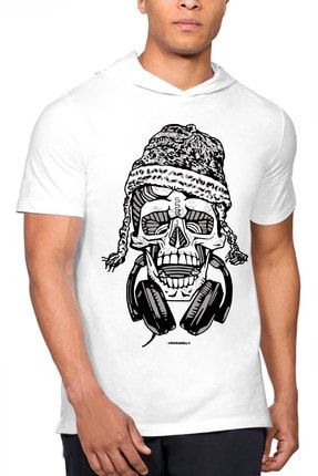 Nepalli Kurukafa Beyaz Kapşonlu Kısa Kollu Erkek T-shirt 1M1KM204AB
