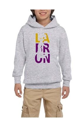 Lebron James Lakers Gri Çocuk Kapşonlu Sweatshirt ZP1566