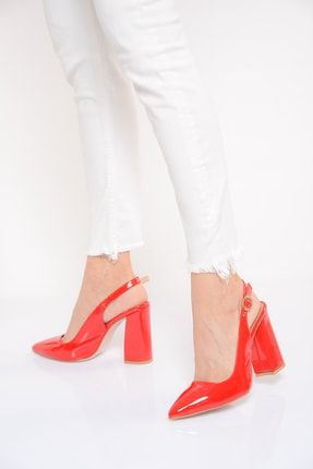 Kırmızı Rugan Kadın Topuklu Ayakkabı 20Y 209