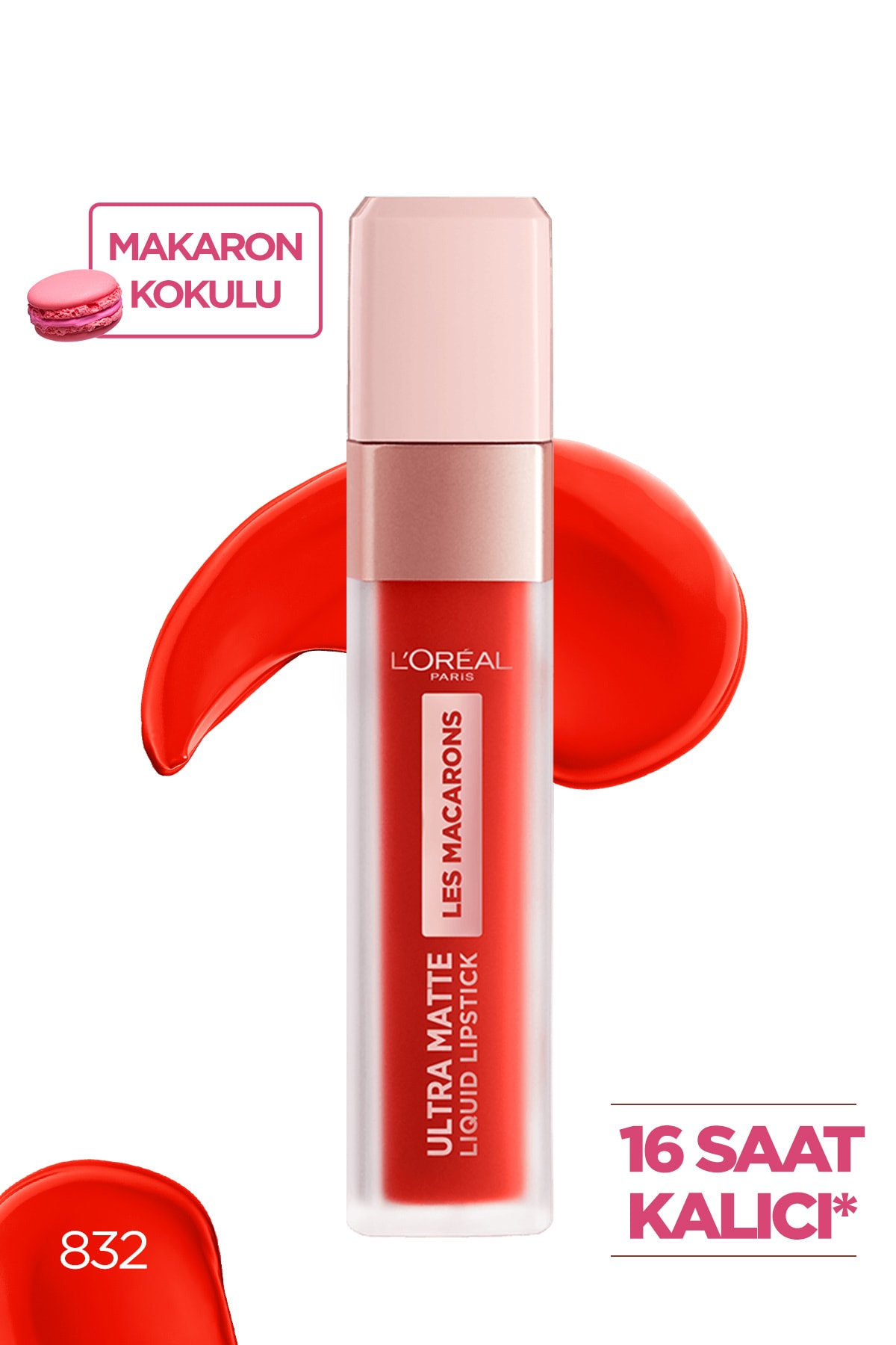 L'Oreal Paris Likit Mat Ruj - Les Macarons Ultra Matte Liquid Lipstick 832 Strawberry Sauvage 3600523729029
