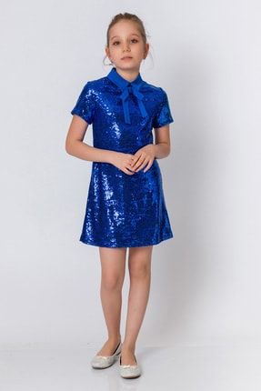 Kız Çocuk Saks Elbise 7690