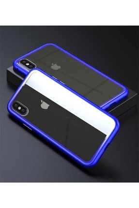 Apple Iphone Xs Max Kılıf Manyetik Bumper Mıknatıslı Arka Camlı Mavi HC688