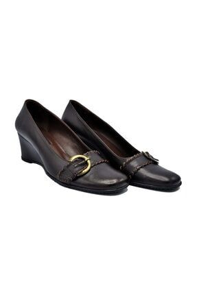 KadınHakiki Deri Kahverengi Klasik Topuklu Ayakkabı 505061711-1